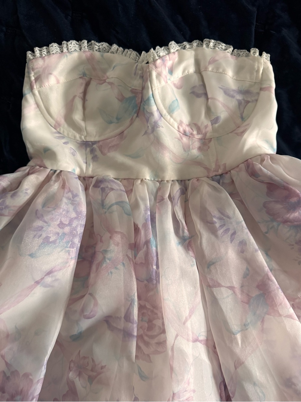 Selkie Corset Strapless Midi Floral Dress - Picture 3 of 5